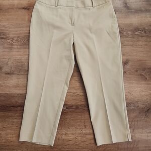 Ann Taylor LOFT Julie Ankle Cropped Riviera Pants Khaki Tan Career Stretch